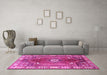 Machine Washable Persian Pink Traditional Rug in a Living Room, wshtr4619pnk