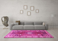 Machine Washable Persian Pink Traditional Rug, wshtr4619pnk