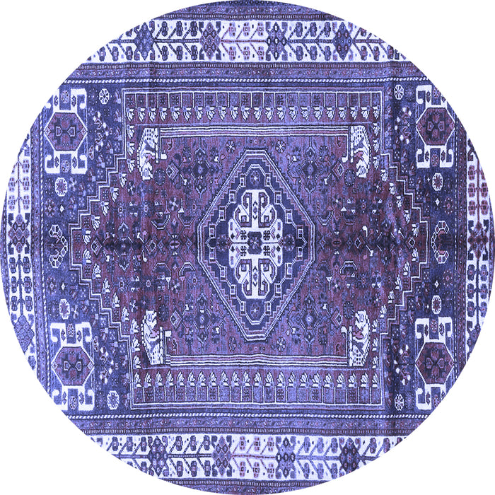 Round Machine Washable Persian Blue Traditional Rug, wshtr4619blu