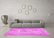 Machine Washable Persian Pink Traditional Rug in a Living Room, wshtr461pnk