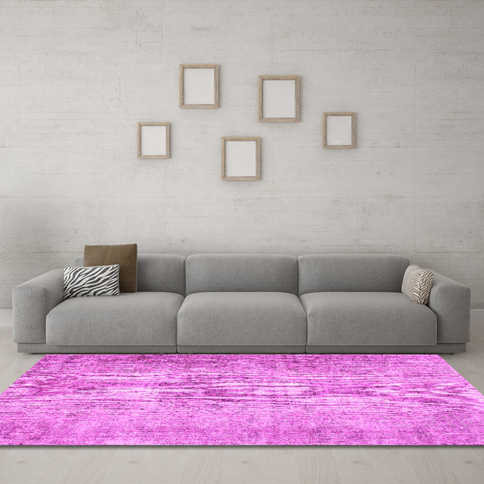 Machine Washable Persian Pink Traditional Rug in a Living Room, wshtr461pnk