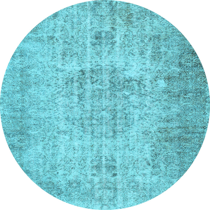 Round Machine Washable Persian Light Blue Traditional Rug, wshtr461lblu