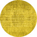 Round Machine Washable Persian Yellow Traditional Rug, wshtr461yw