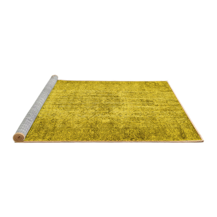 Sideview of Machine Washable Persian Yellow Traditional Rug, wshtr461yw