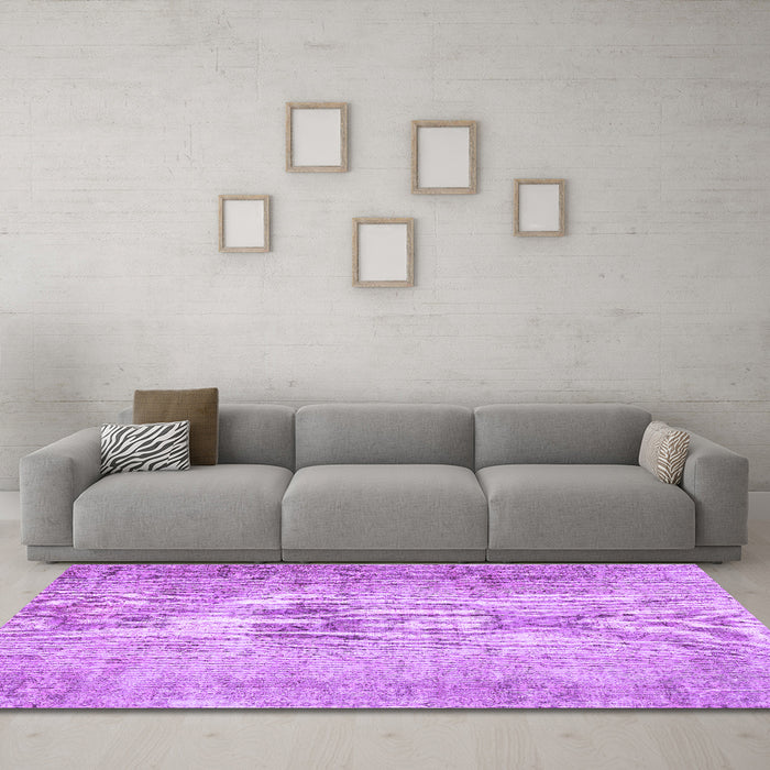 Machine Washable Persian Purple Traditional Area Rugs in a Living Room, wshtr461pur