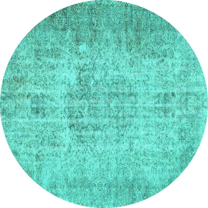 Round Persian Turquoise Traditional Rug, tr461turq