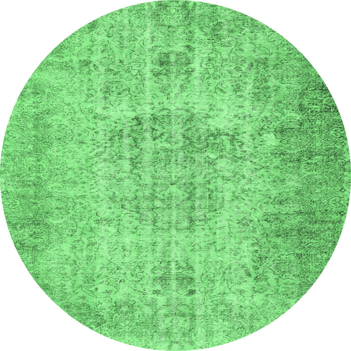 Round Persian Emerald Green Traditional Rug, tr461emgrn