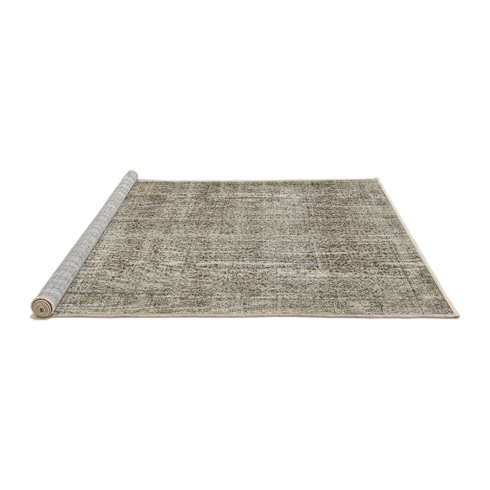 Sideview of Machine Washable Traditional Khaki Green Rug, wshtr462