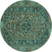 Round Persian Turquoise Traditional Rug, tr4620turq