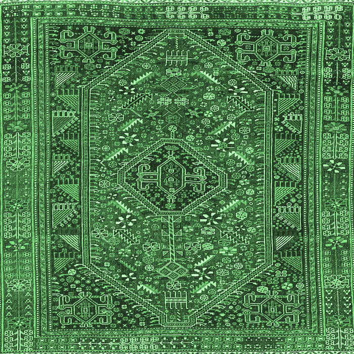 Square Persian Emerald Green Traditional Rug, tr4620emgrn