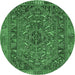 Round Persian Emerald Green Traditional Rug, tr4620emgrn