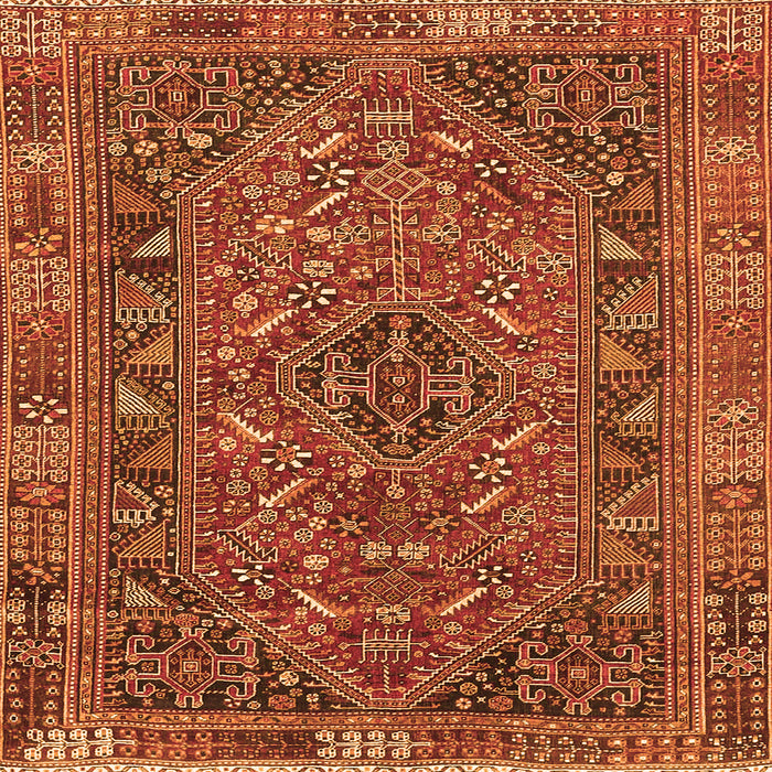 Round Machine Washable Persian Orange Traditional Area Rugs, wshtr4620org