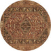 Round Persian Brown Traditional Rug, tr4620brn