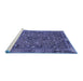 Sideview of Machine Washable Persian Blue Traditional Rug, wshtr4620blu