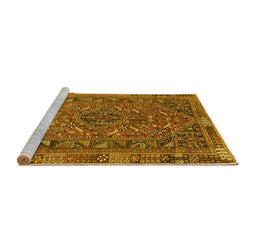 Sideview of Machine Washable Persian Yellow Traditional Rug, wshtr4620yw