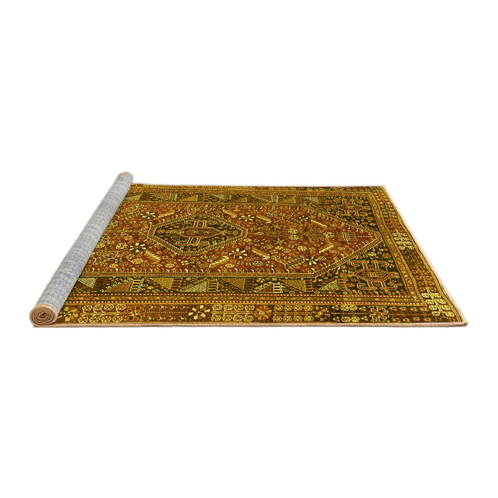 Sideview of Machine Washable Persian Yellow Traditional Rug, wshtr4620yw