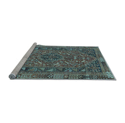 Sideview of Machine Washable Persian Light Blue Traditional Rug, wshtr4620lblu