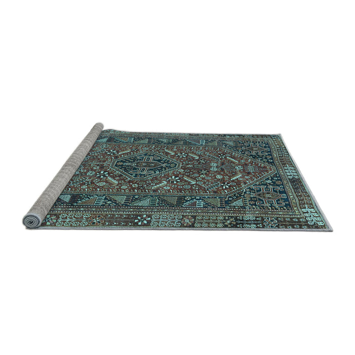 Sideview of Machine Washable Persian Light Blue Traditional Rug, wshtr4620lblu