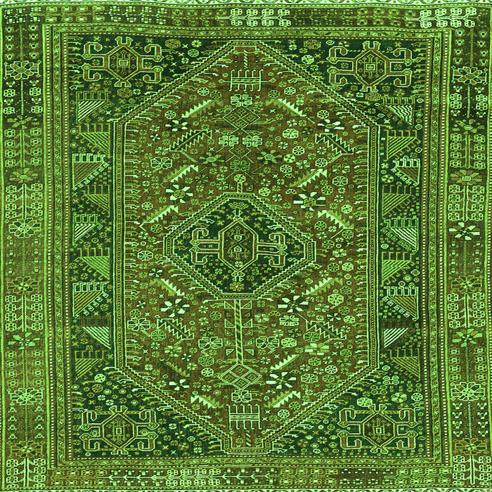 Round Machine Washable Persian Green Traditional Area Rugs, wshtr4620grn