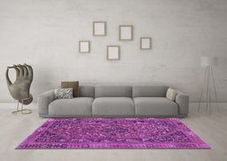 Machine Washable Persian Purple Traditional Area Rugs in a Living Room, wshtr4620pur
