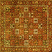 Square Machine Washable Persian Yellow Traditional Rug, wshtr4621yw