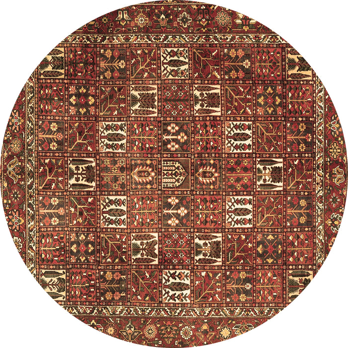 Round Persian Brown Traditional Rug, tr4621brn