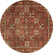 Round Persian Brown Traditional Rug, tr4621brn