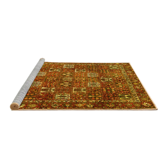 Sideview of Machine Washable Persian Yellow Traditional Rug, wshtr4621yw