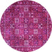 Round Machine Washable Persian Pink Traditional Rug, wshtr4621pnk