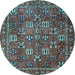 Round Machine Washable Persian Light Blue Traditional Rug, wshtr4621lblu