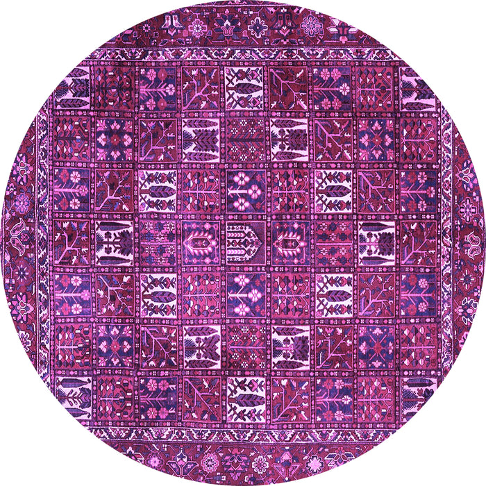 Round Machine Washable Persian Purple Traditional Area Rugs, wshtr4621pur