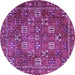 Round Machine Washable Persian Purple Traditional Area Rugs, wshtr4621pur