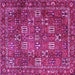 Square Machine Washable Persian Pink Traditional Rug, wshtr4621pnk