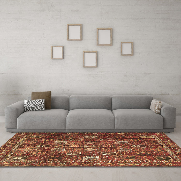 Machine Washable Persian Brown Traditional Rug in a Living Room,, wshtr4621brn