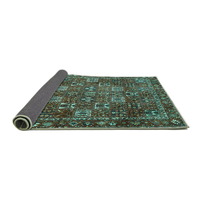 Sideview of Persian Turquoise Traditional Rug, tr4621turq