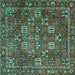 Square Persian Turquoise Traditional Rug, tr4621turq