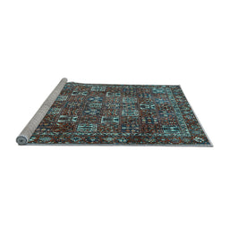 Sideview of Machine Washable Persian Light Blue Traditional Rug, wshtr4621lblu