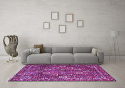 Machine Washable Persian Purple Traditional Area Rugs in a Living Room, wshtr4621pur
