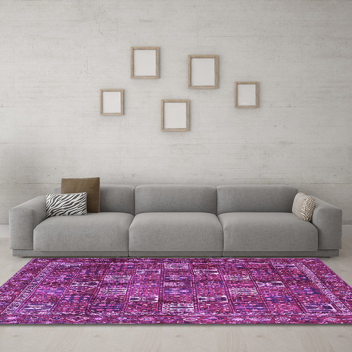 Machine Washable Persian Purple Traditional Area Rugs in a Living Room, wshtr4621pur