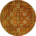 Round Machine Washable Persian Yellow Traditional Rug, wshtr4621yw