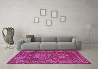 Machine Washable Persian Pink Traditional Rug, wshtr4621pnk