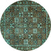 Round Persian Turquoise Traditional Rug, tr4621turq