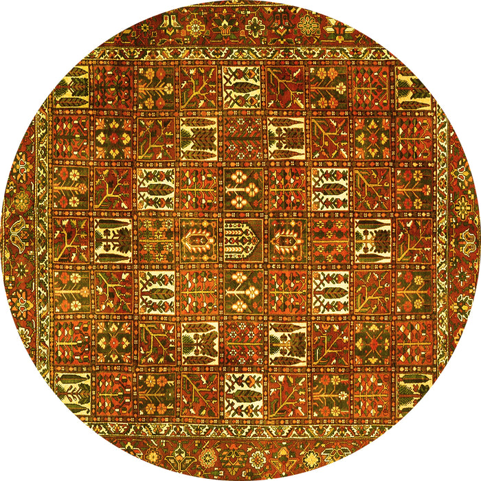 Round Persian Yellow Traditional Rug, tr4621yw
