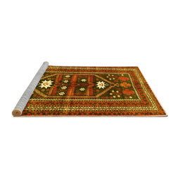 Sideview of Machine Washable Persian Yellow Traditional Rug, wshtr4622yw