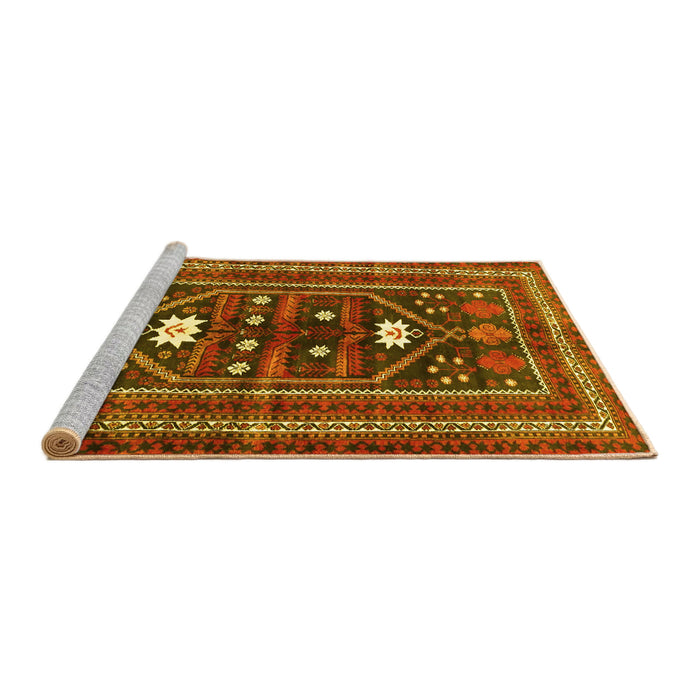 Sideview of Machine Washable Persian Yellow Traditional Rug, wshtr4622yw