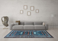 Machine Washable Persian Light Blue Traditional Rug, wshtr4622lblu