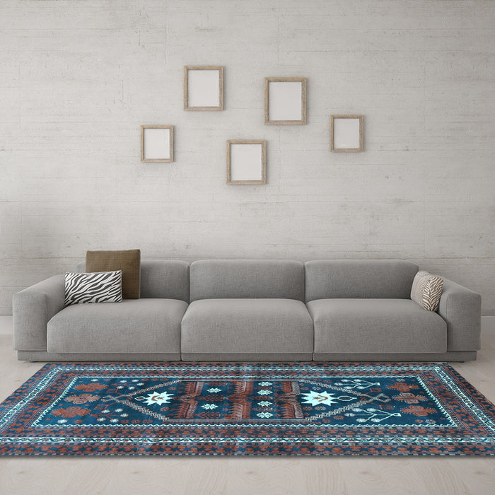 Machine Washable Persian Light Blue Traditional Rug in a Living Room, wshtr4622lblu