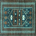 Square Machine Washable Persian Turquoise Traditional Area Rugs, wshtr4622turq