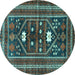 Round Persian Turquoise Traditional Rug, tr4622turq