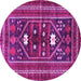 Round Machine Washable Persian Pink Traditional Rug, wshtr4622pnk